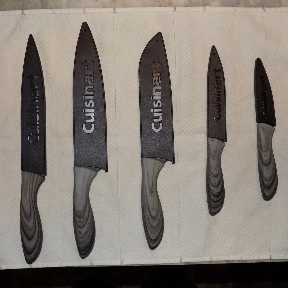 Cuisinart Knife Set Grey Excellent 10pc Stainless Steel Woodgrain look